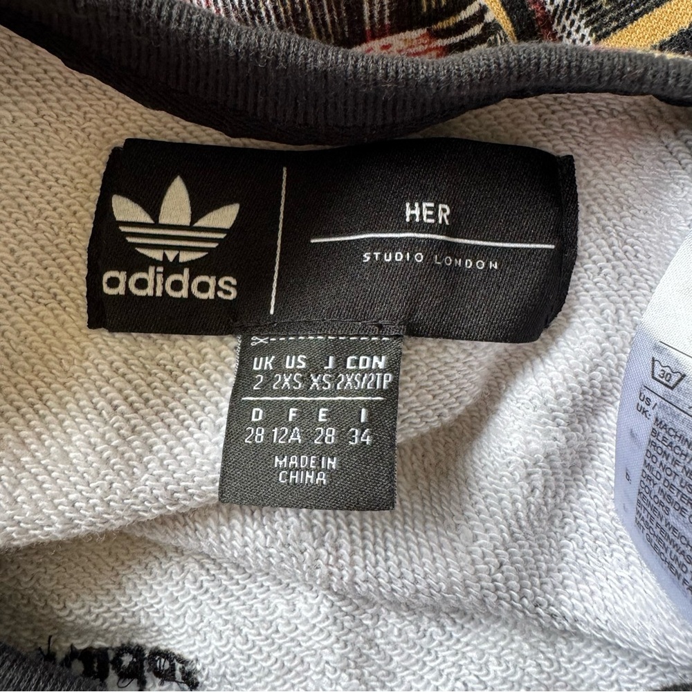 Trendy Plaid Patchwork Adidas HER Studio London Sweatshirt XXS - Picture 12 of 14